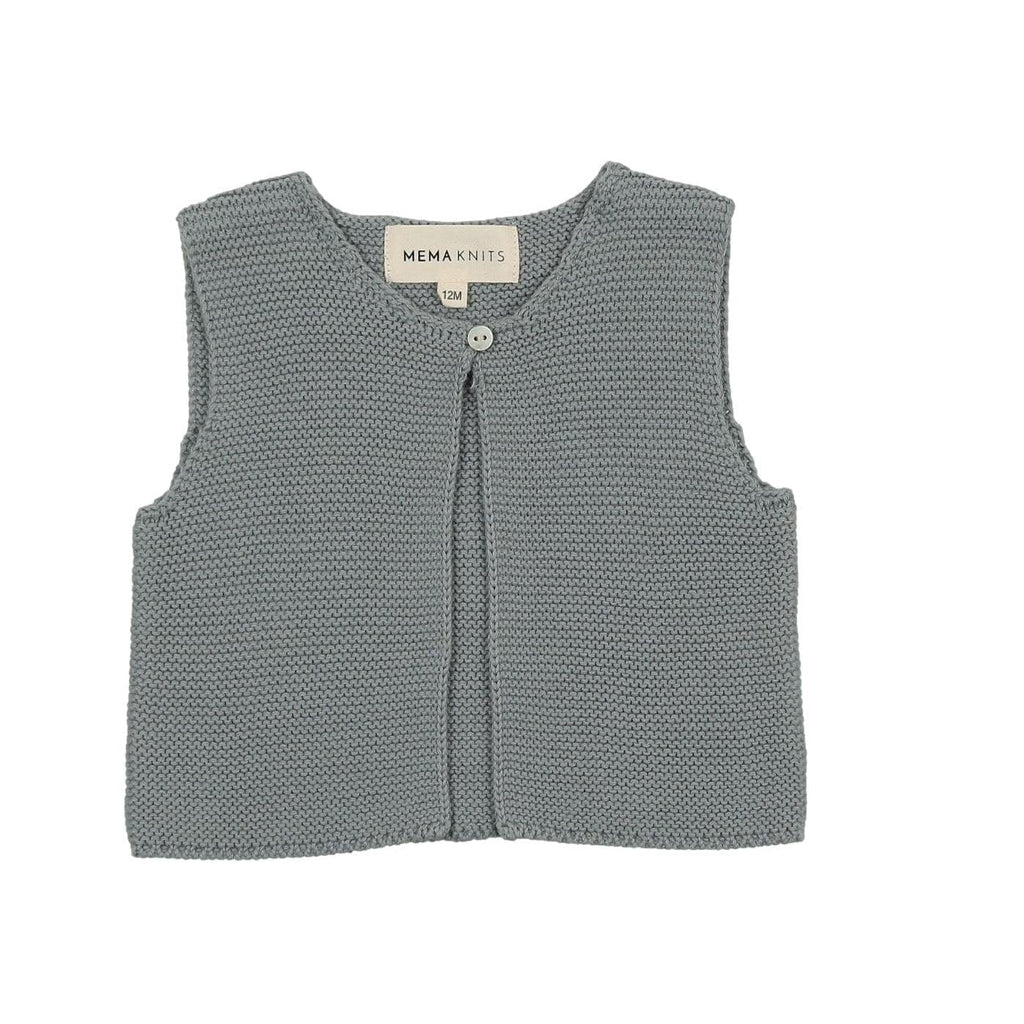 Mema Knits cardigan Jellybeanzkids Mema Knits Knit One Button Crop Vest-Dove