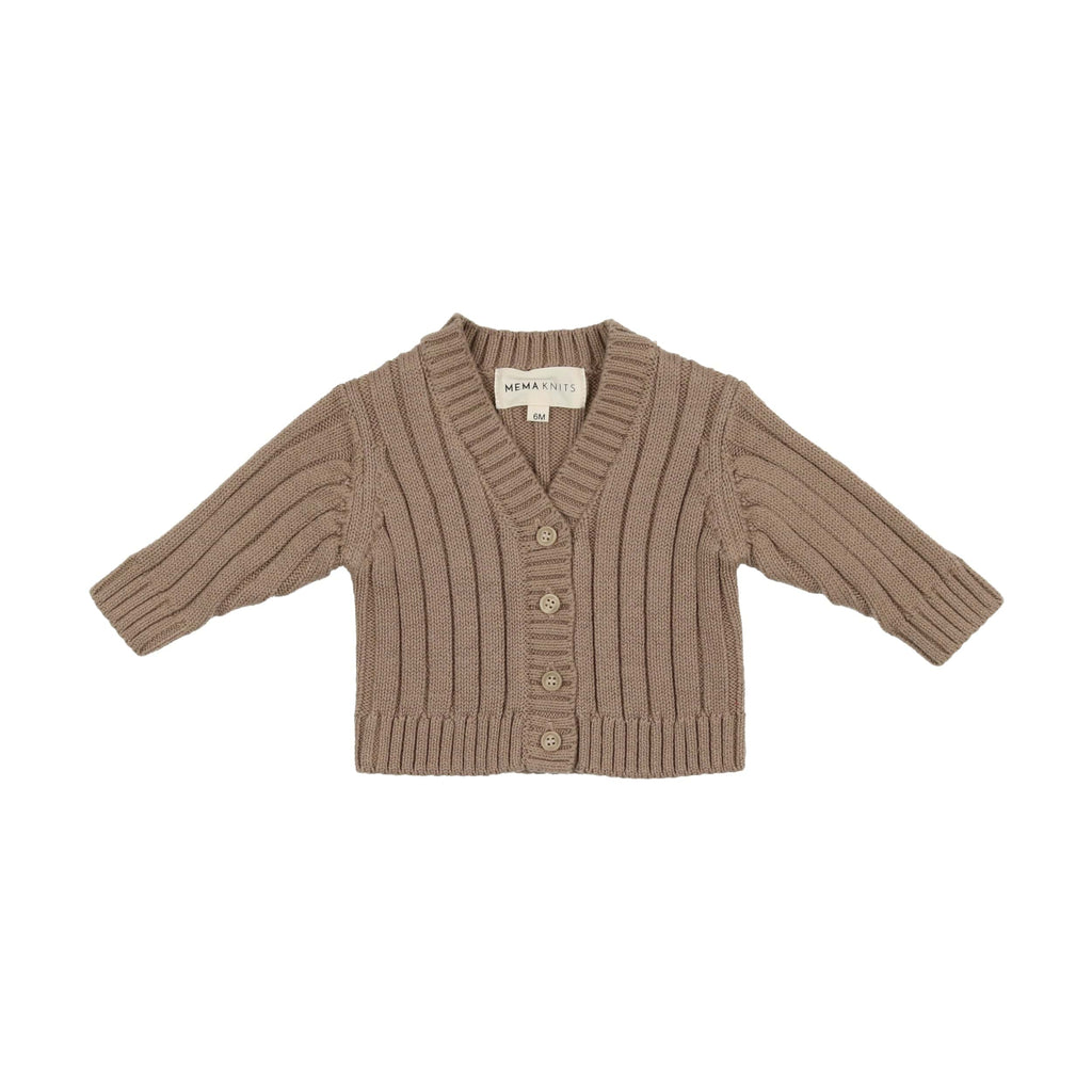 Mema Knits Cardigan Jellybeanzkids Mema Knits Ribbed Cardigan- Mink