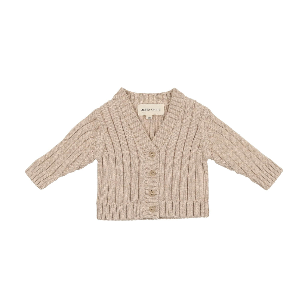 Mema Knits Cardigan Jellybeanzkids Mema Knits Ribbed Cardigan- Oatmeal