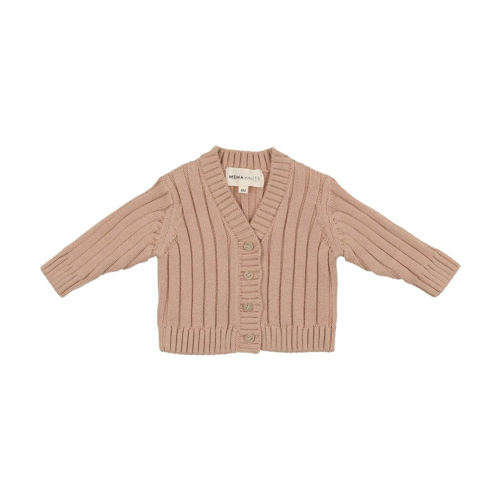 Mema Knits Cardigan Jellybeanzkids Mema Knits Ribbed Cardigan- Pink