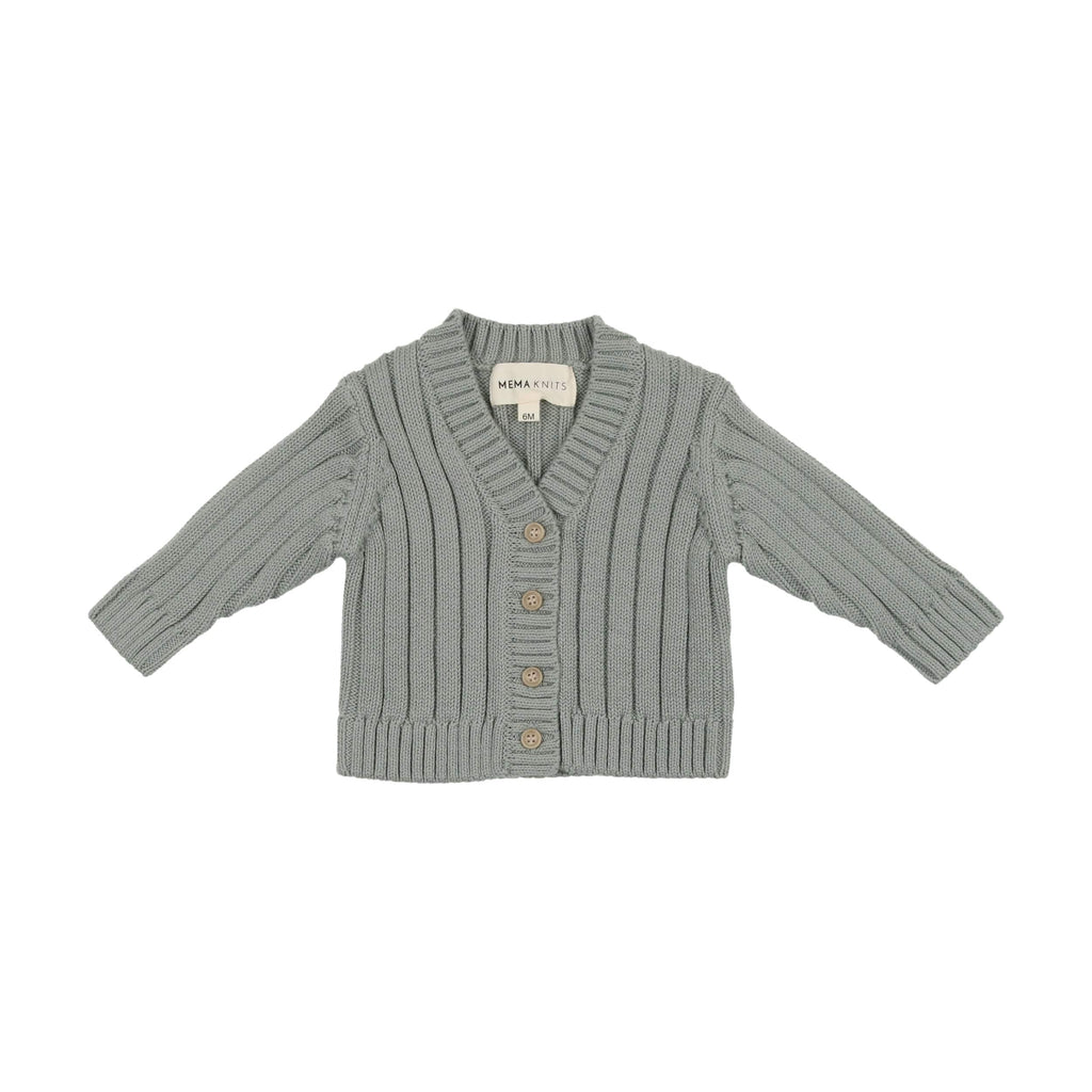 Mema Knits Cardigan Jellybeanzkids Mema Knits Ribbed Cardigan- Powder Blue