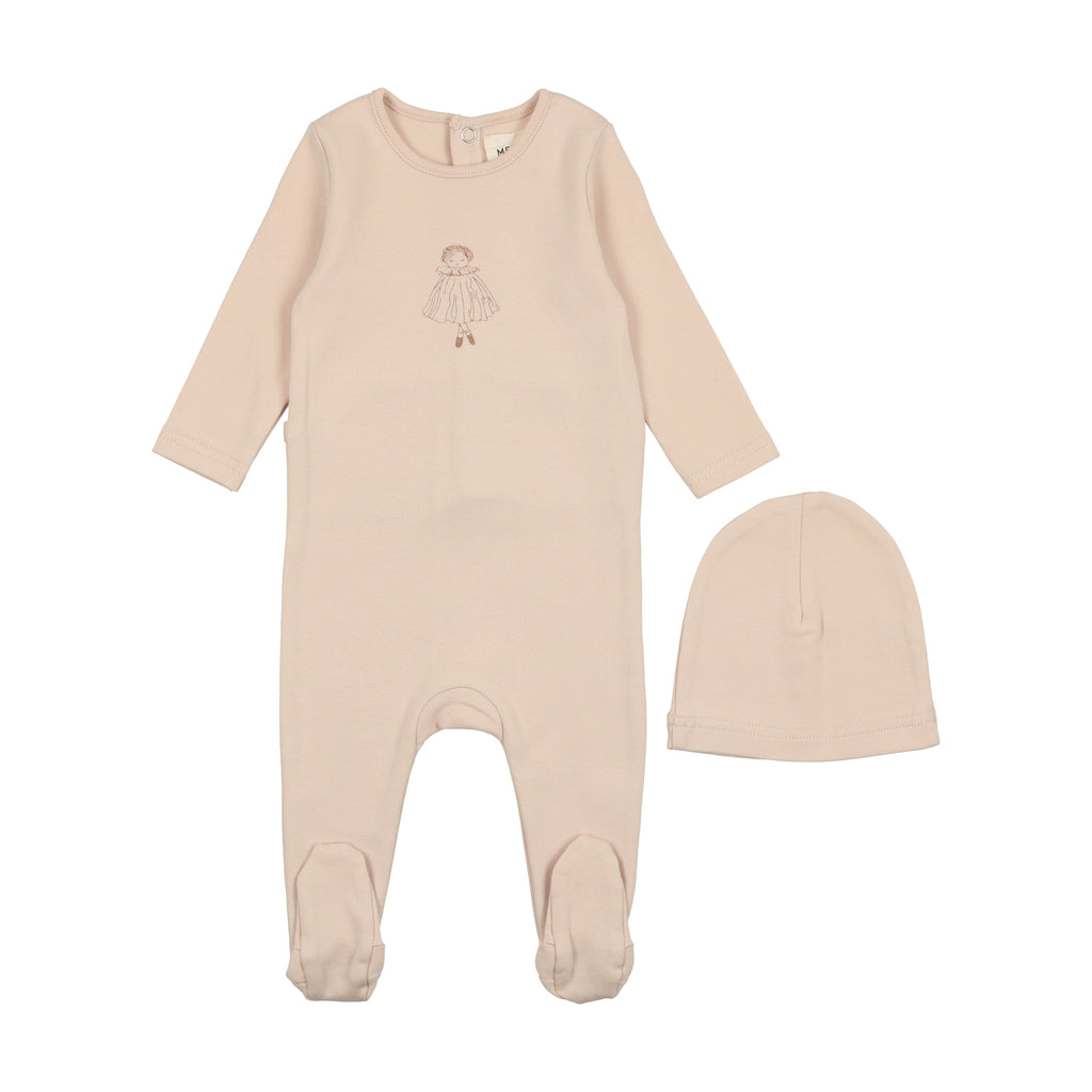 Mema Knits Footie Jellybeanzkids Mema Knits Doll Footie- Pink Tint/Cream