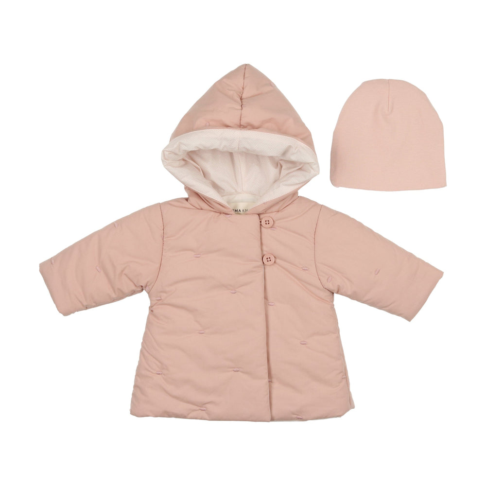 Mema Knits jacket Jellybeanzkids Mema Knits Embroidered Baby Jacket + Beanie- Pink