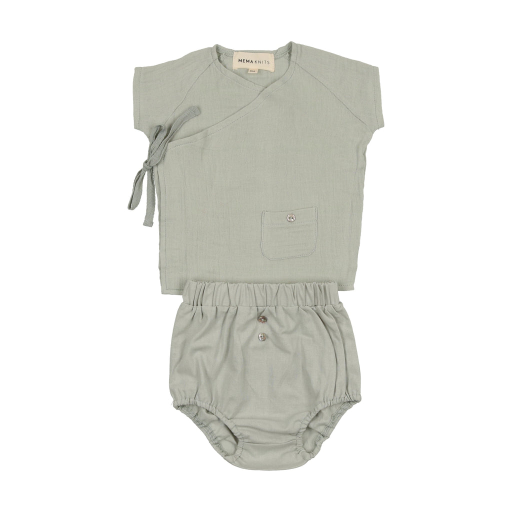 Mema Knits Set Jellybeanzkids Mema Knits Floral Boys Wrap Set- Ice Blue