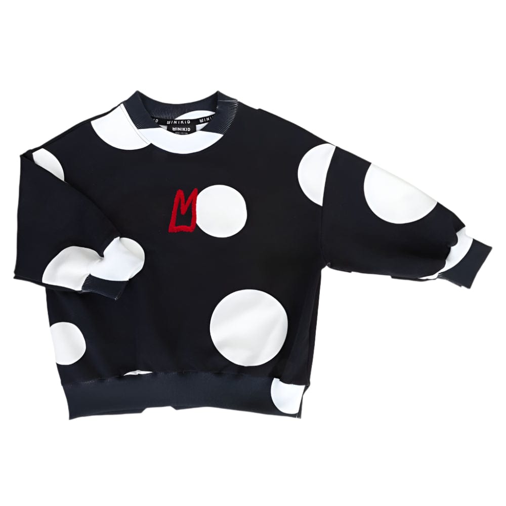 Minikid Sweatshirt Jellybeanzkids Minikid B&W Dots Sweatshirt