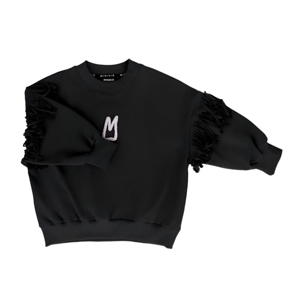 Minikid Sweatshirt Jellybeanzkids Minikid Black Fringe Sweatshirt