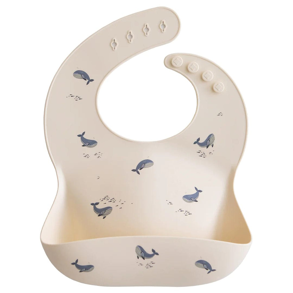 Mushie Accessories Jellybeanzkids Mushie Silicone Baby Bib - Whales OS