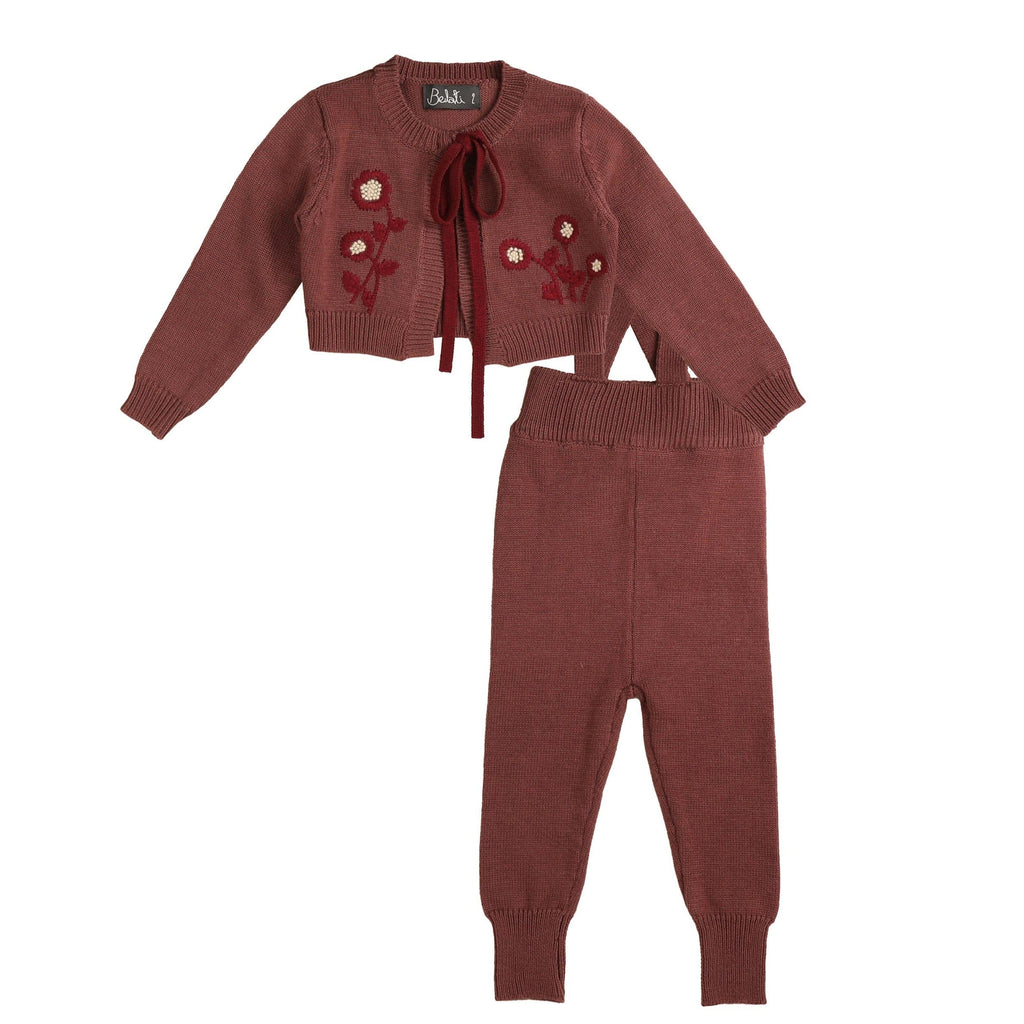 Noma set Jellybeanzkids Noma Embroidered Knit Baby Set-Berry