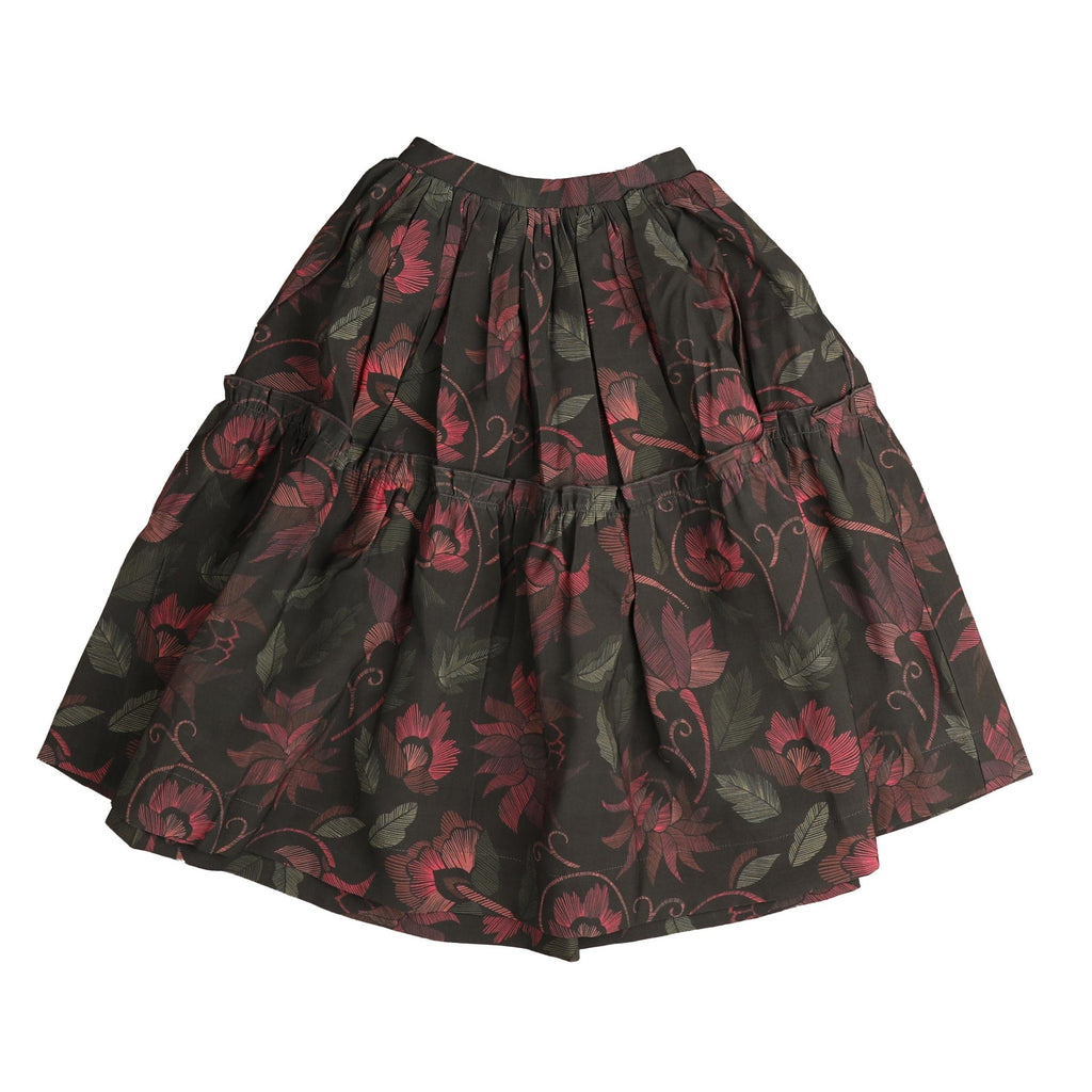 Noma Skirt Jellybeanzkids Noma Line Floral Printed Skirt-Black/Berry