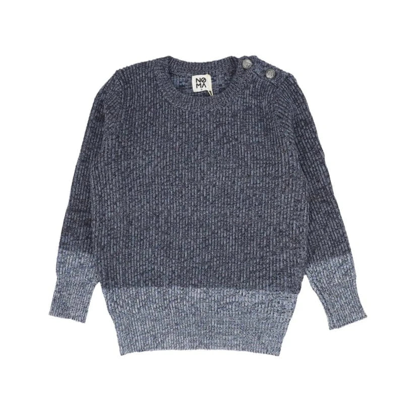 Noma Sweater Jellybeanzkids Noma Marled Knit With Shoulder Buttons Sweater- Navy