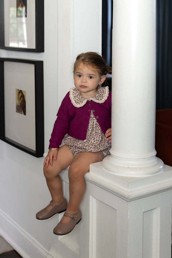 Nou Nelle Romper Jellybeanzkids NouNelle Floral Magenta Romper