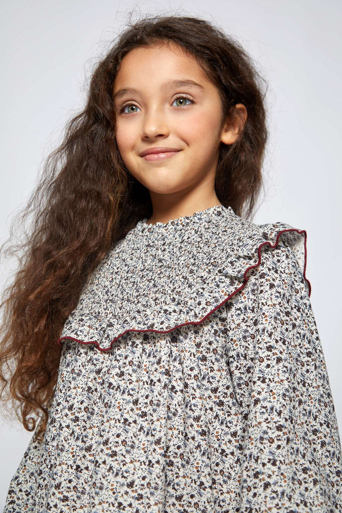 Nueces Dress Jellybeanzkids Nueces Granada Dress- Burgundy Flower