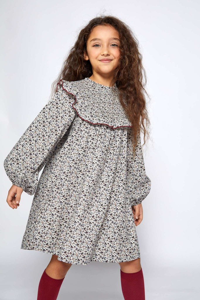 Nueces Dress Jellybeanzkids Nueces Granada Dress- Burgundy Flower