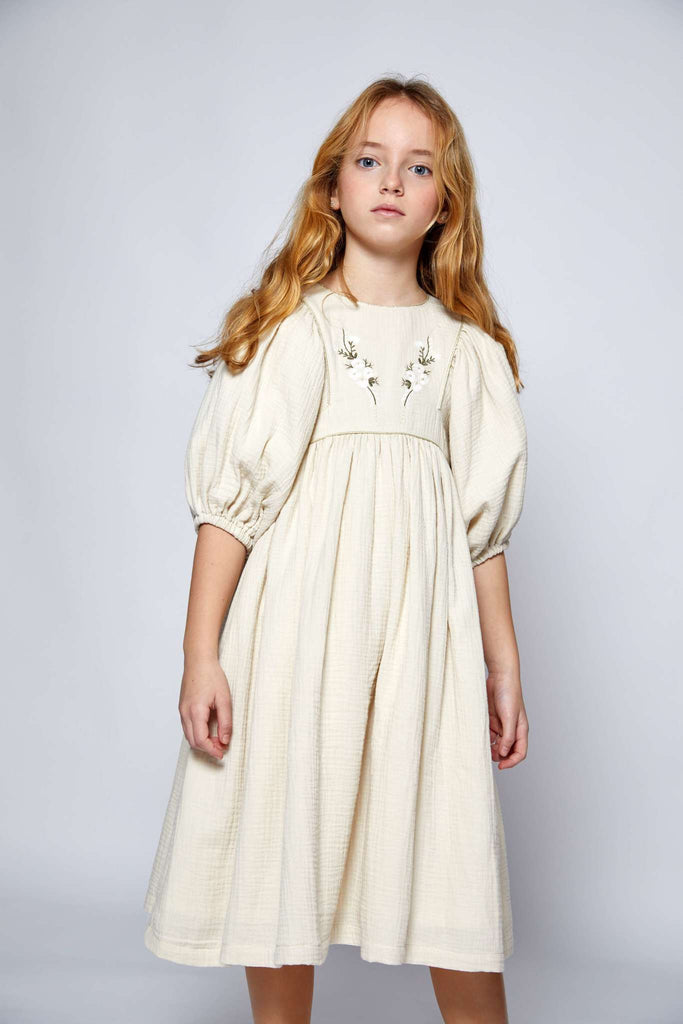 Nueces Dress Jellybeanzkids Nueces Ivory Embroidered Midi Dress