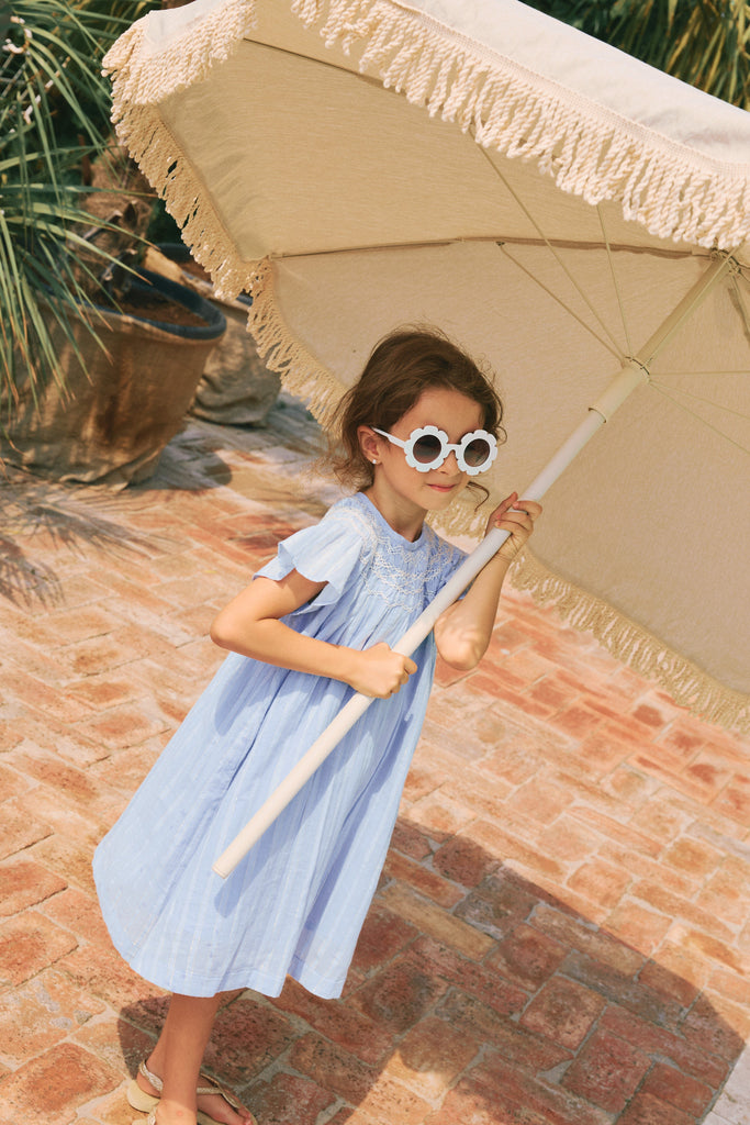 Pernille DRESS Jellybeanzkids Pernille Light Blue Lurex Stripe Dress