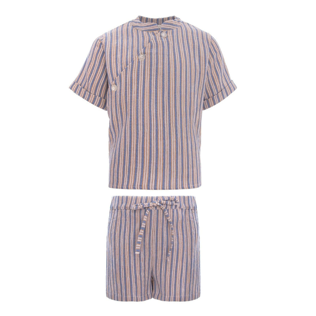 Pernille Set Jellybeanzkids Pernille Beige/Yellow Striped Boys Set