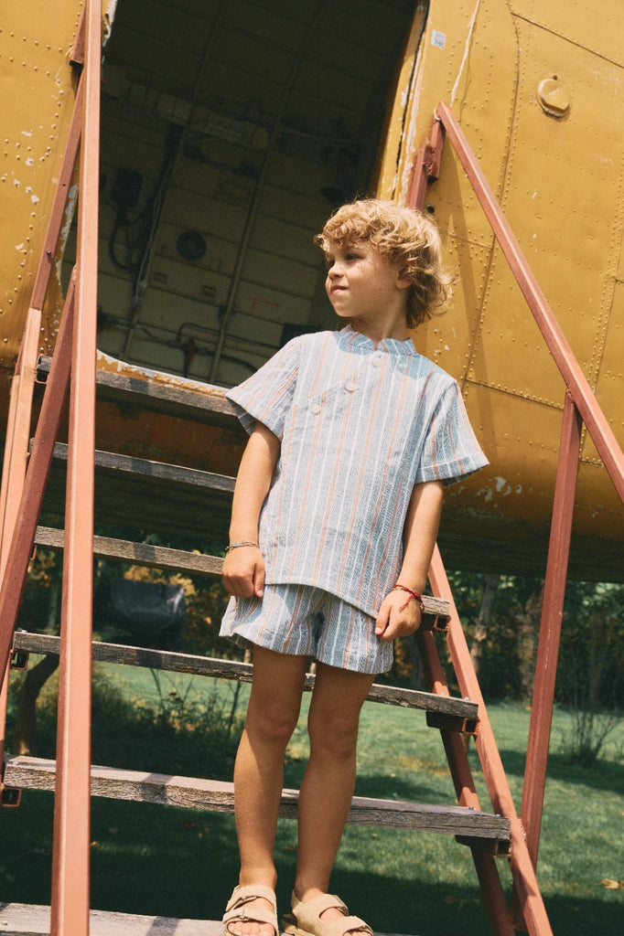 Pernille Set Jellybeanzkids Pernille Beige/Yellow Striped Boys Set