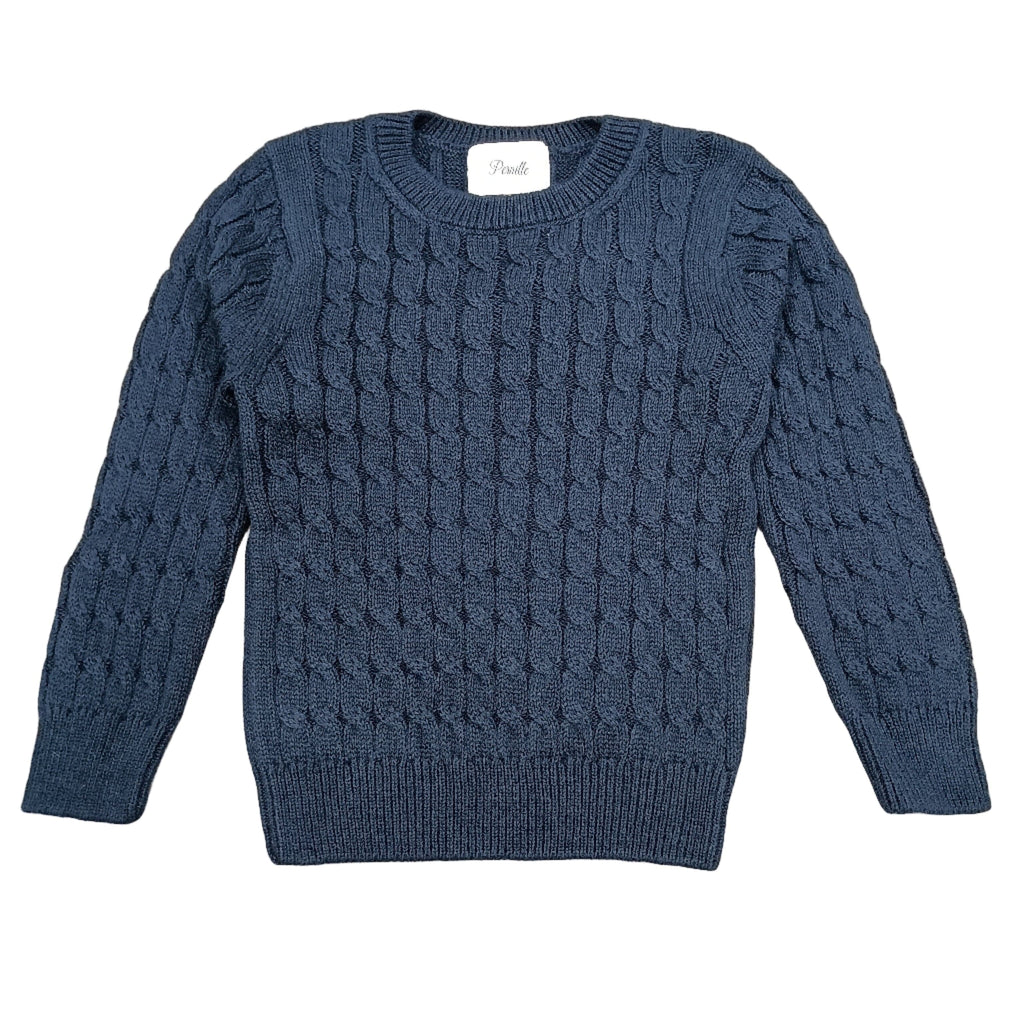 Pernille Sweater Jellybeanzkids Pernille Cable Sweater- Navy