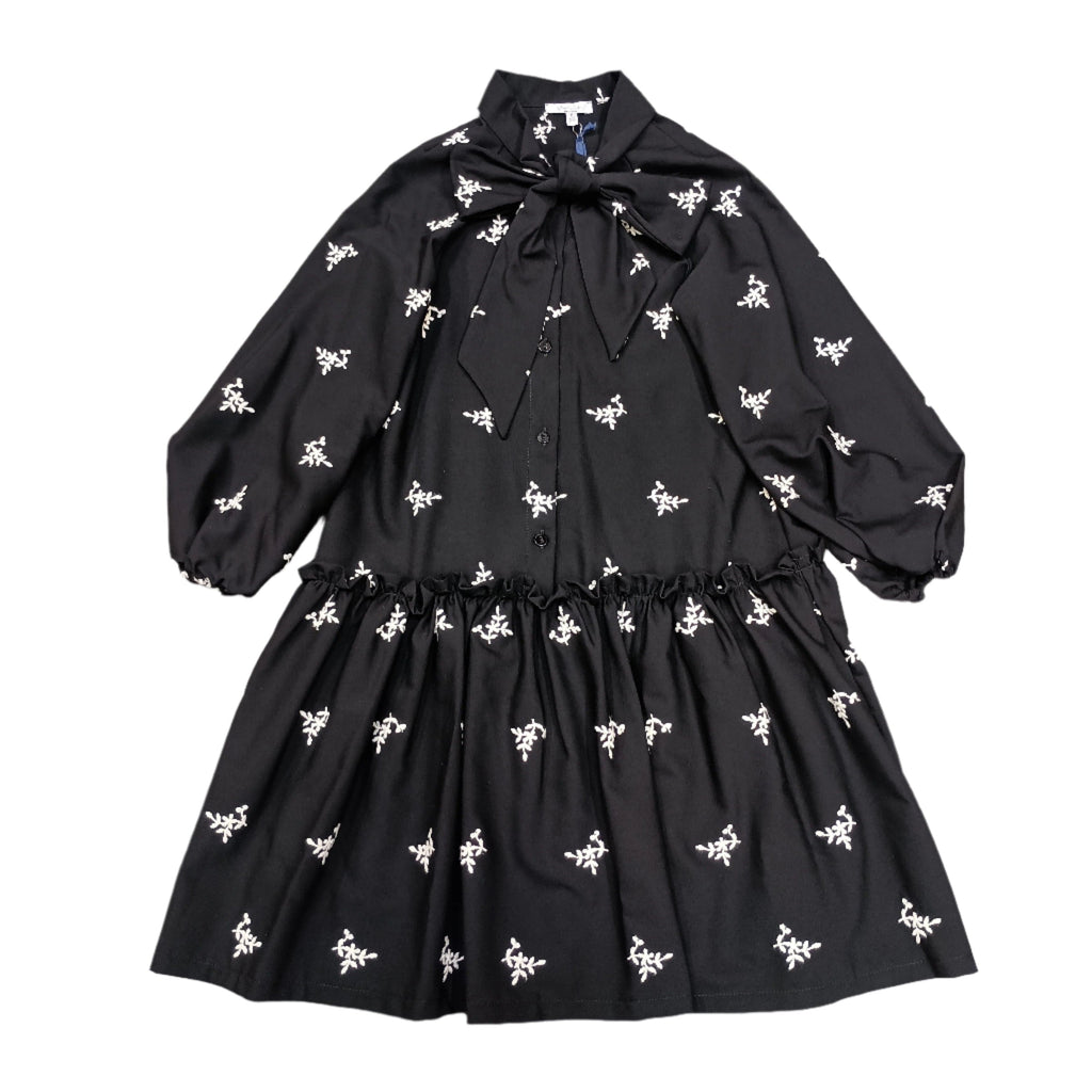 Piccola Ludo dress Jellybeanzkids Piccola Ludo Black Embroidered Flowers Dress