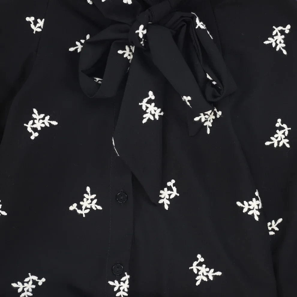 Piccola Ludo dress Jellybeanzkids Piccola Ludo Black Embroidered Flowers Dress