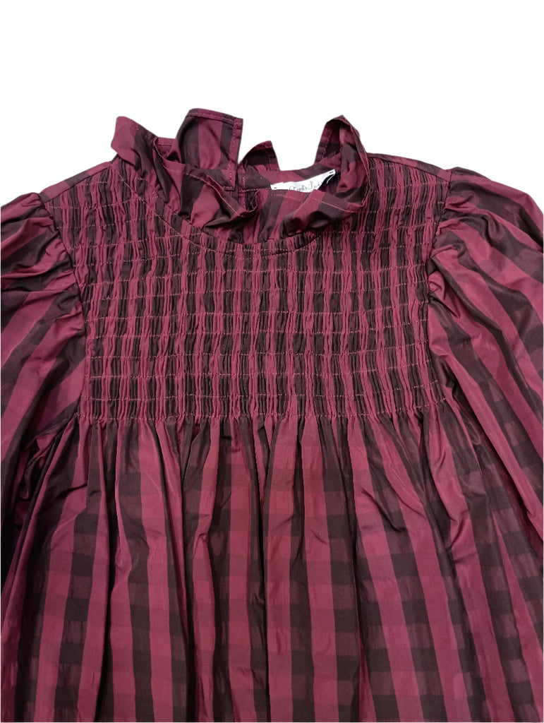 Piccola Ludo dress Jellybeanzkids Piccola Ludo Bordeaux Striped Tafetta Dress