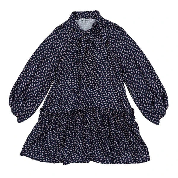 Piccola Ludo dress Jellybeanzkids Piccola Ludo Navy Paisley Bow Dress