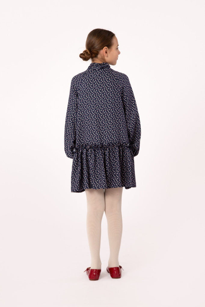 Piccola Ludo dress Jellybeanzkids Piccola Ludo Navy Paisley Bow Dress