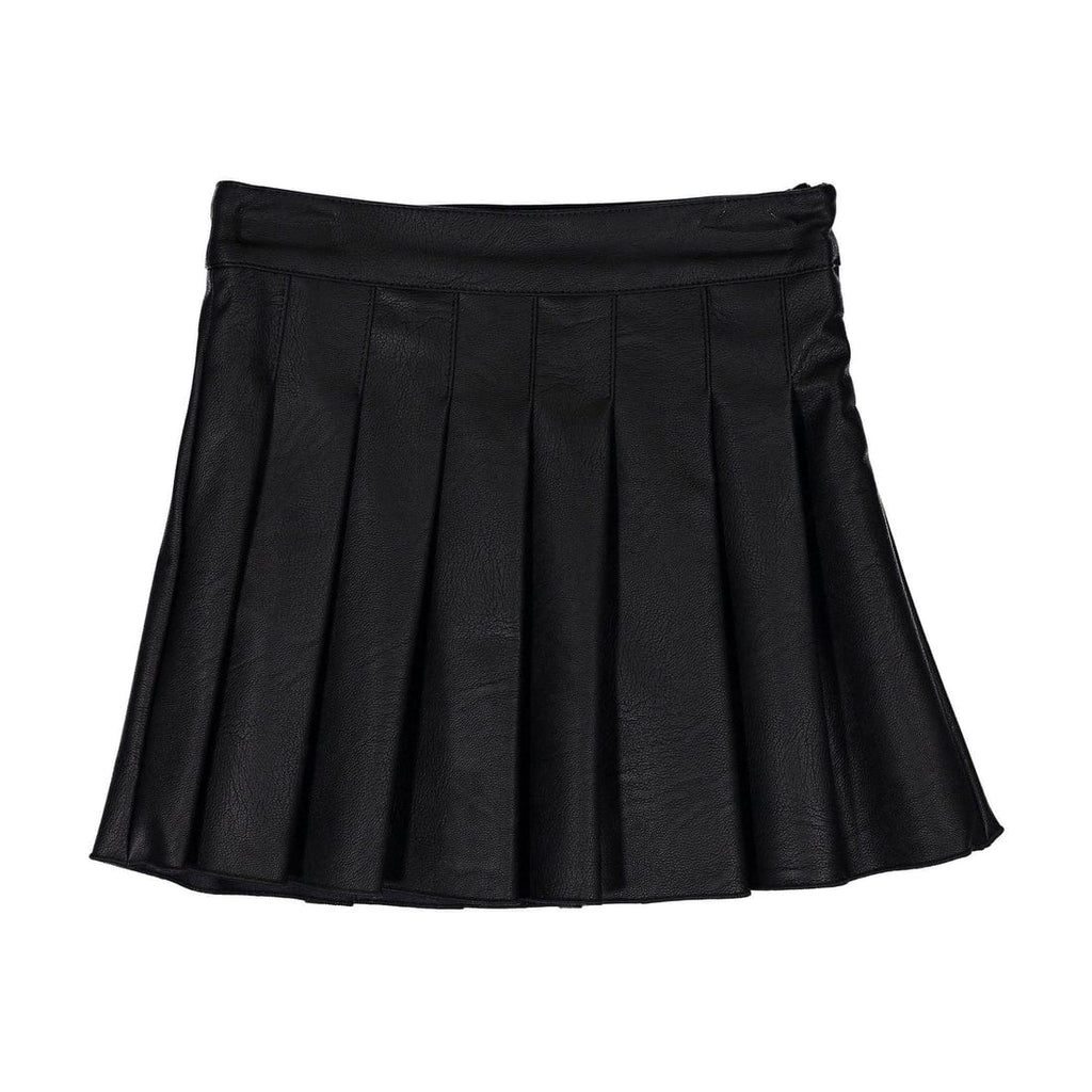 Piccola Ludo Skirt Jellybeanzkids Piccola Ludo Black Leather Pleated Skirt