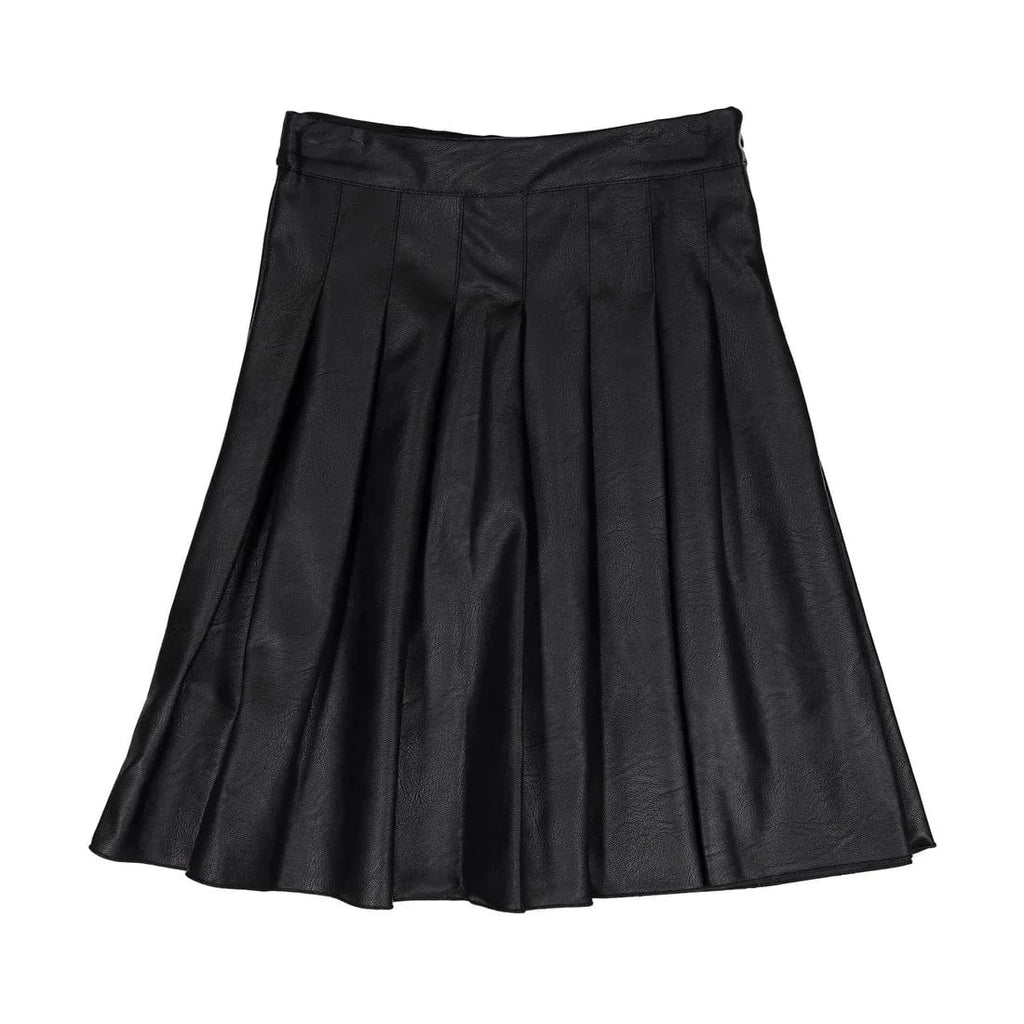 Piccola Ludo Skirt Jellybeanzkids Piccola Ludo Black Leather Pleated Skirt