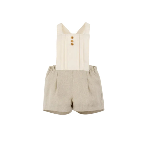 Popelin Oxford Dungarees With Pleat -Sand – JellyBeanz Kids