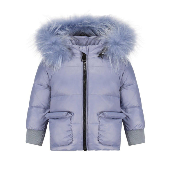 Baby Girl Jacket & Sweater | Classic Puffer | White & Pink Fur | Scotch Bonnet | AW23 12-18 Months