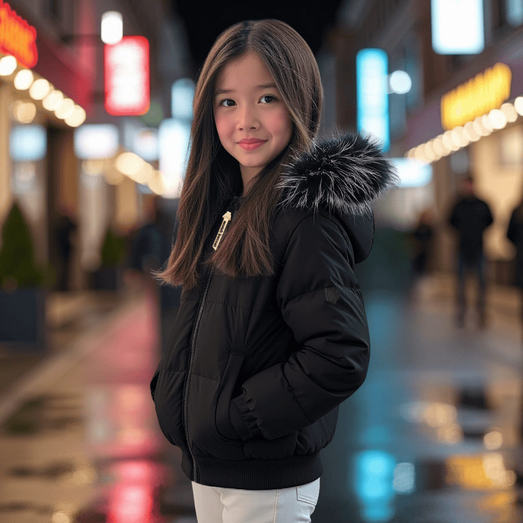 Scotch Bonnet Coat Jellybeanzkids Scotch Bonnet Girls Coat-Black Fur