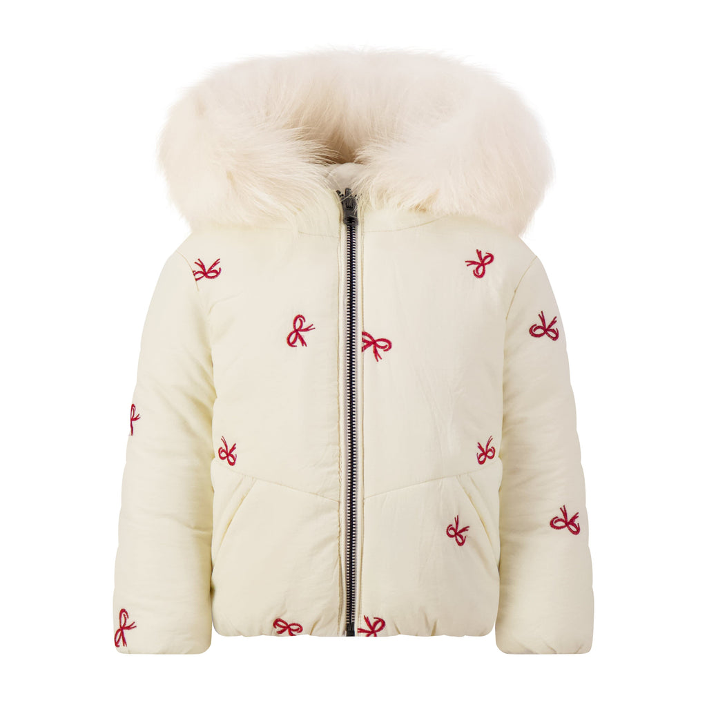 Scotch Bonnet Coat Jellybeanzkids Scotch Bonnet Girls Cream w Pink Bows Coat