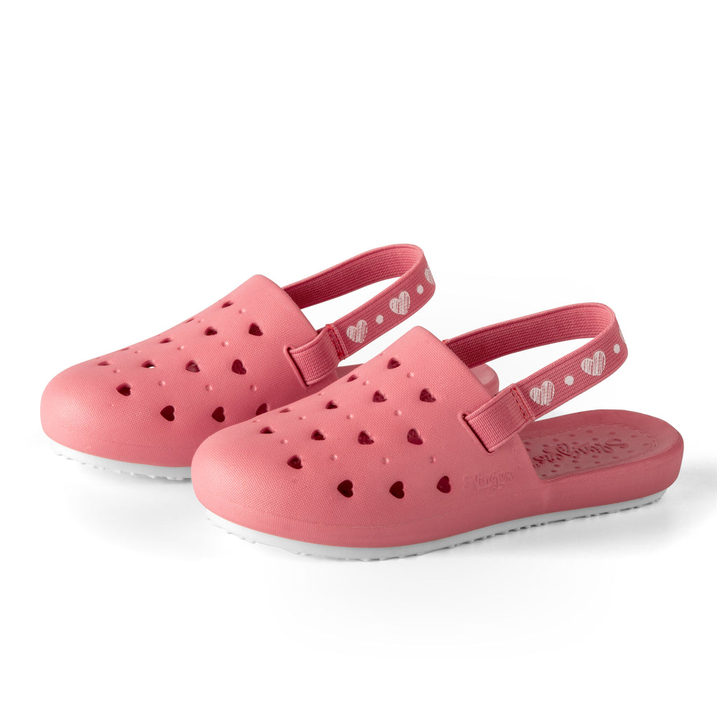 Slingers Shoes Jellybeanzkids Slingers Sweatheart Clogs- Mauve Hearts