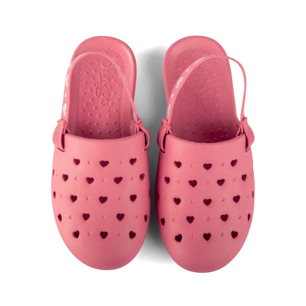 Slingers Shoes Jellybeanzkids Slingers Sweatheart Clogs- Mauve Hearts