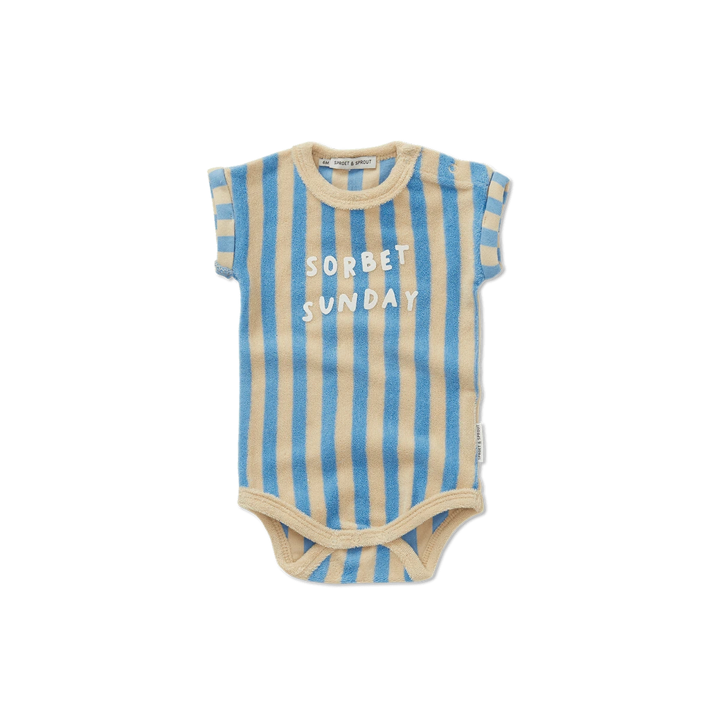 Sproet & Sprout Romper Jellybeanzkids Sproet Striped Terry Romper- Sesame