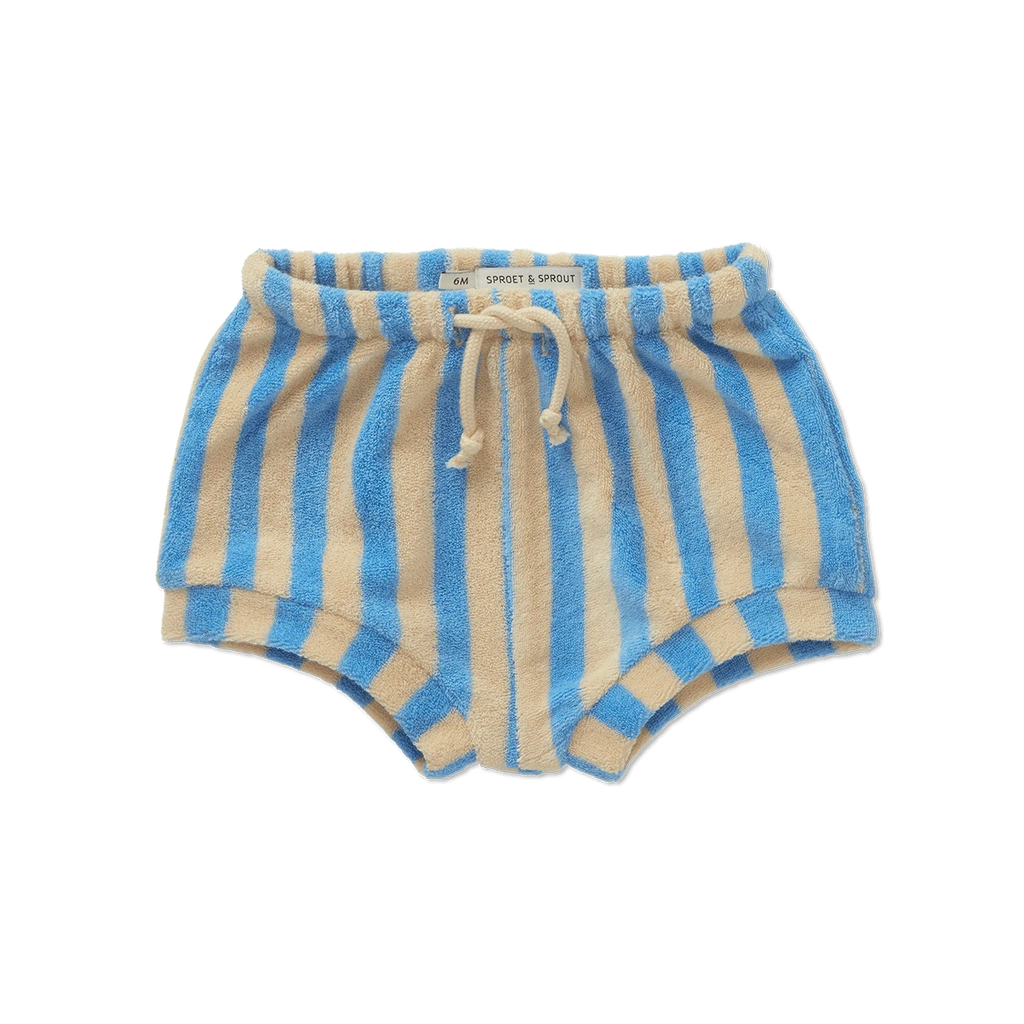 Sproet & Sprout Shorts Jellybeanzkids Sproet Striped Terry Baby Shorts- Sesame