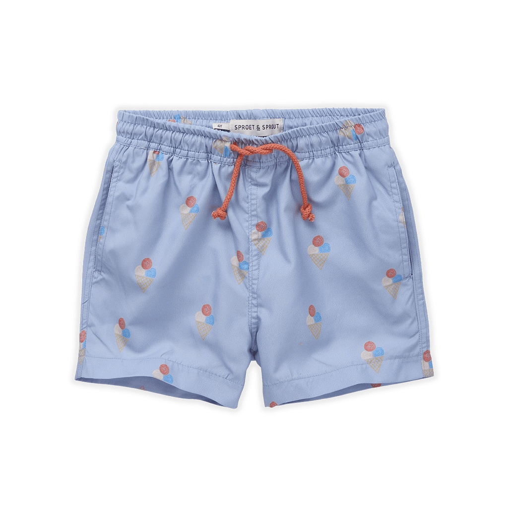 Sproet & Sprout swimwear Jellybeanzkids Sproet & Sprout Woven Ice Cream Print Swim Shorts-Blue