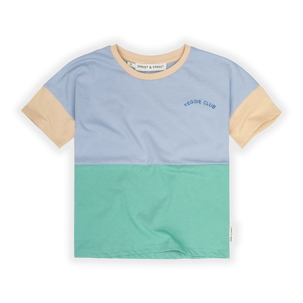 Sproet & Sprout T-shirt Jellybeanzkids Sproet Colourblock T-shirt- Misty Blue