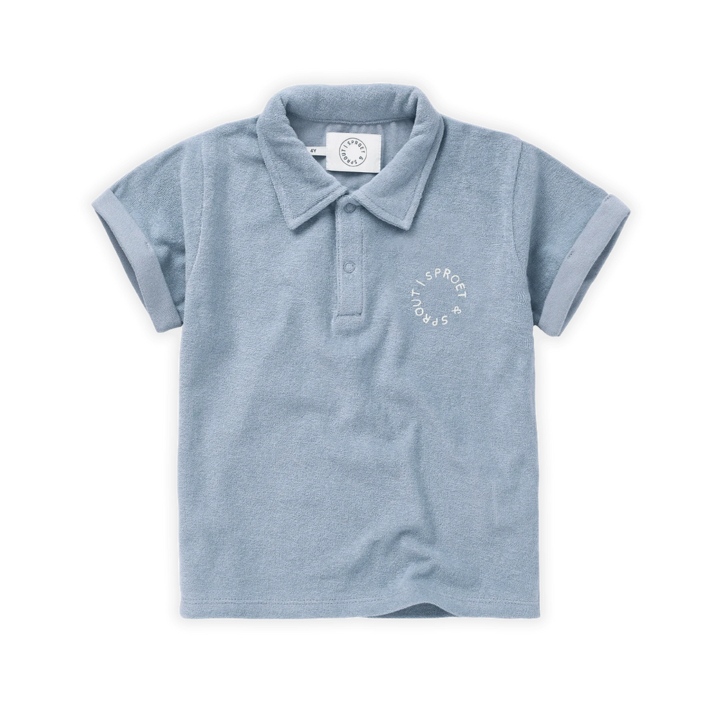 Sproet & Sprout T-shirt Jellybeanzkids Sproet Terry Polo- Misty Blue