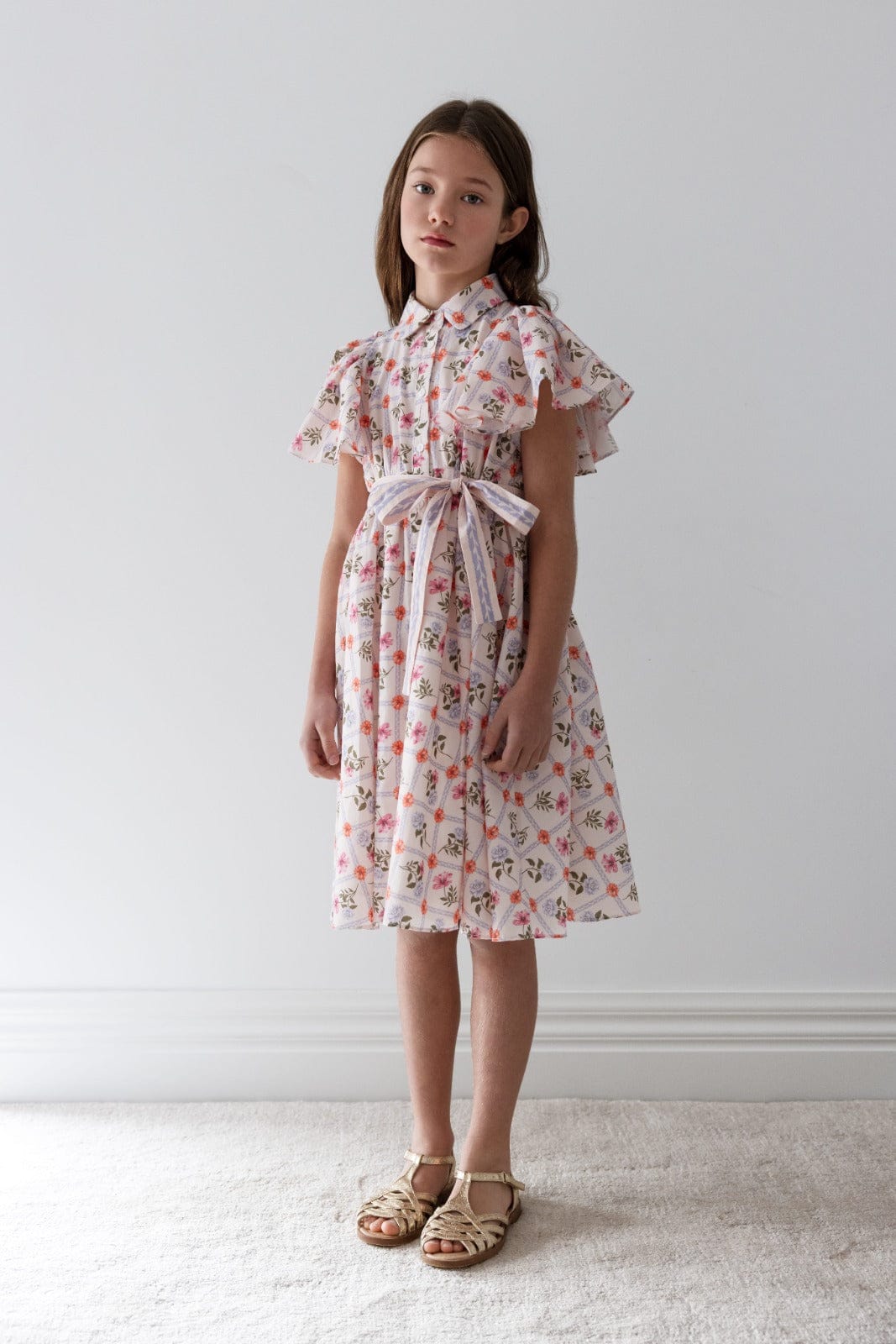 Steph Flower Grid Shirt Dress JellyBeanz Kids Steph Flower Grid Shirt Dress JellyBeanz Kids