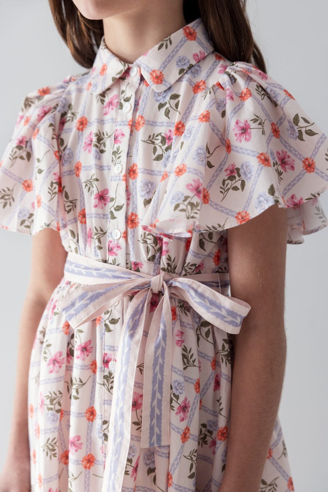 Steph Flower Grid Shirt Dress JellyBeanz Kids Steph Flower Grid Shirt Dress JellyBeanz Kids