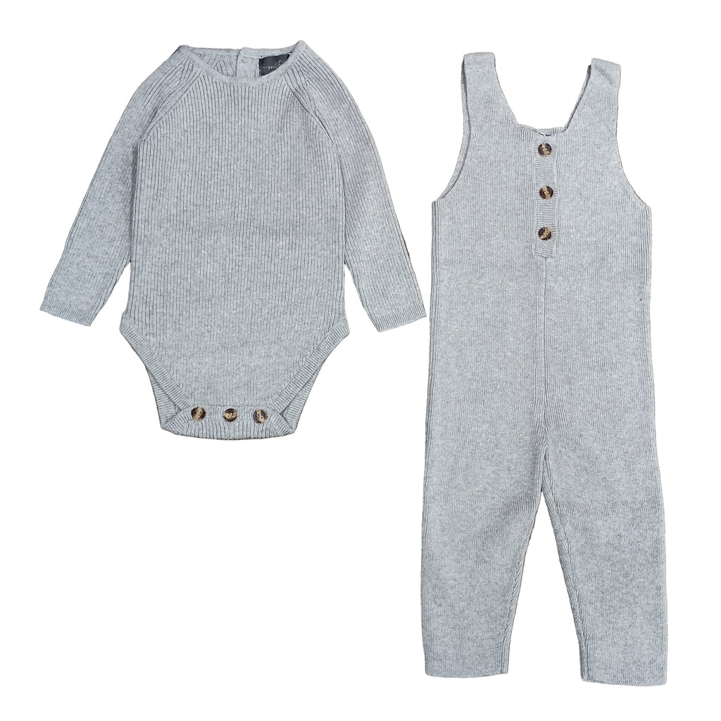 Sweet Threads Set Jellybeanzkids Sweet Threads Ace Romper Set-Grey