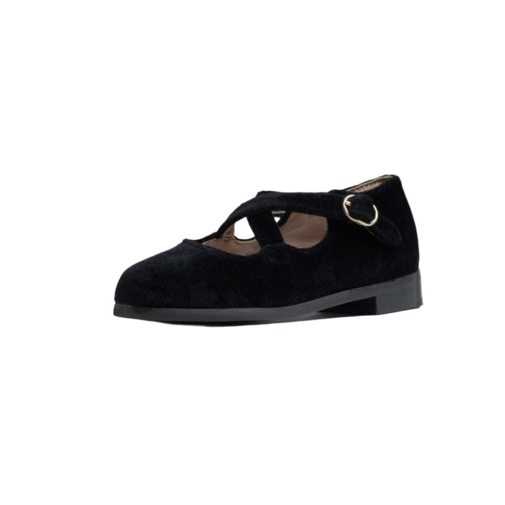 Tannery&Co Shoes Jellybeanzkids Tannery Black Velvet Crossovers