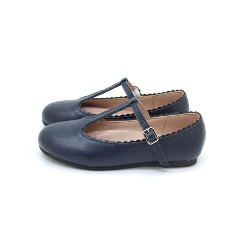 Tannery&Co Shoes Jellybeanzkids Tannery Slate Scalloped T-Straps