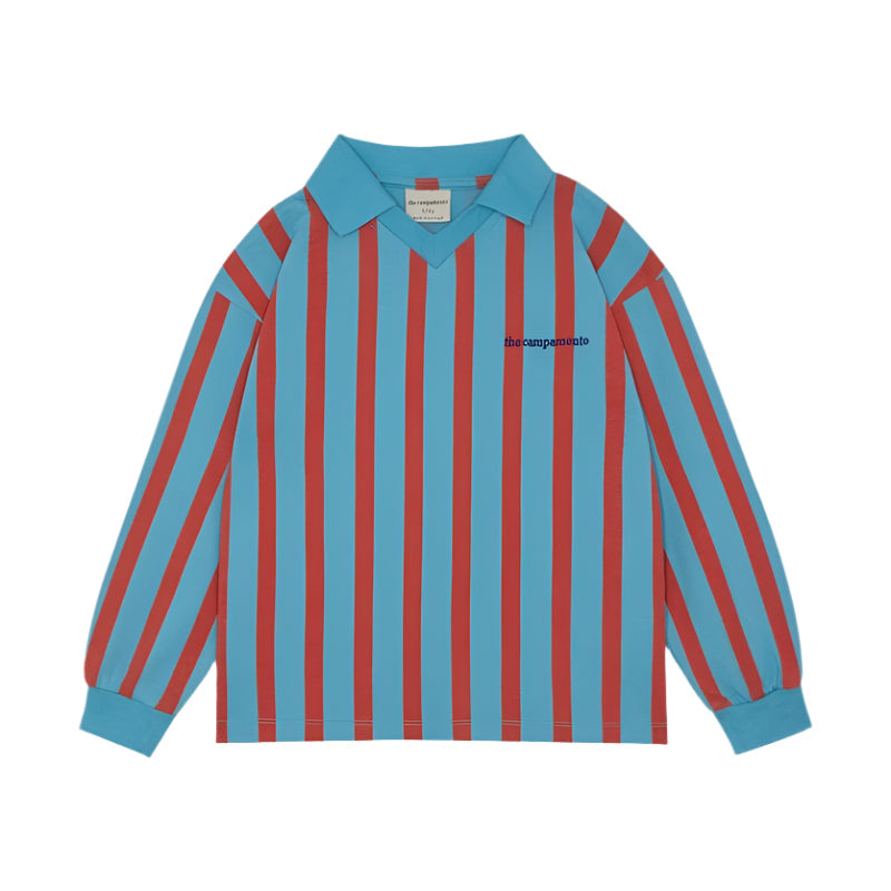 The Campamento Polo Jellybeanzkids The Campamento Blue and Red Striped Polo