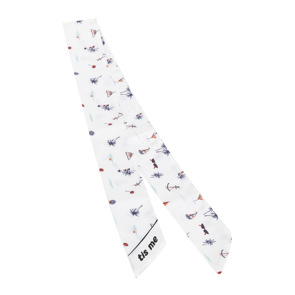 Tis Me Accessories Jellybeanzkids Tis Me Denim Floral PrintedSilk Ribbon-Beach One Size