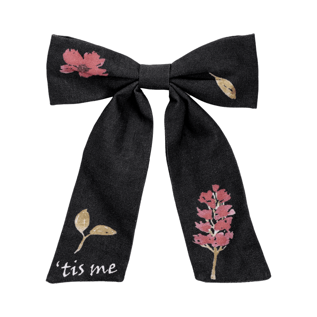 Tis Me Accessories Jellybeanzkids Tis Me Denim Handsketched Large Bow Clip- Black 3 Flower One Size