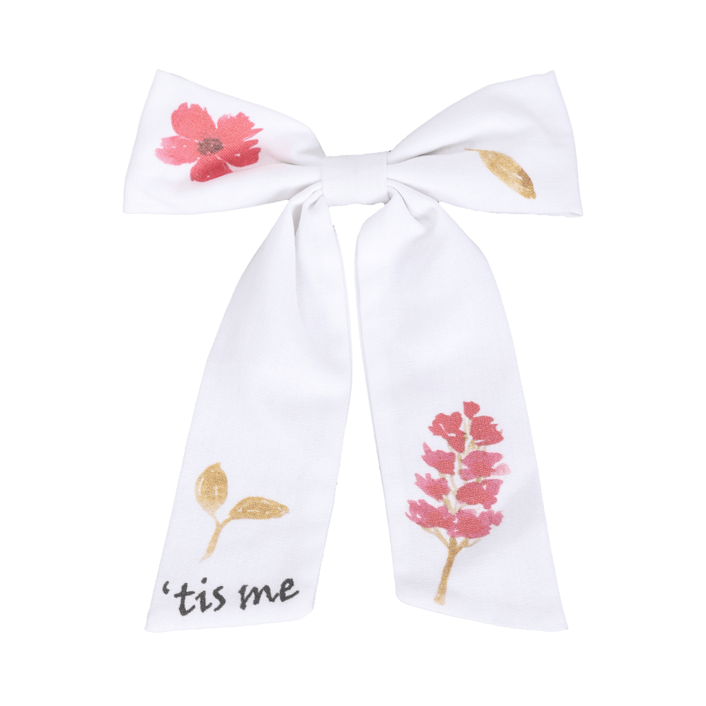Tis Me Accessories Jellybeanzkids Tis Me Denim Handsketched Large Bow Clip- White 3 Flower One Size