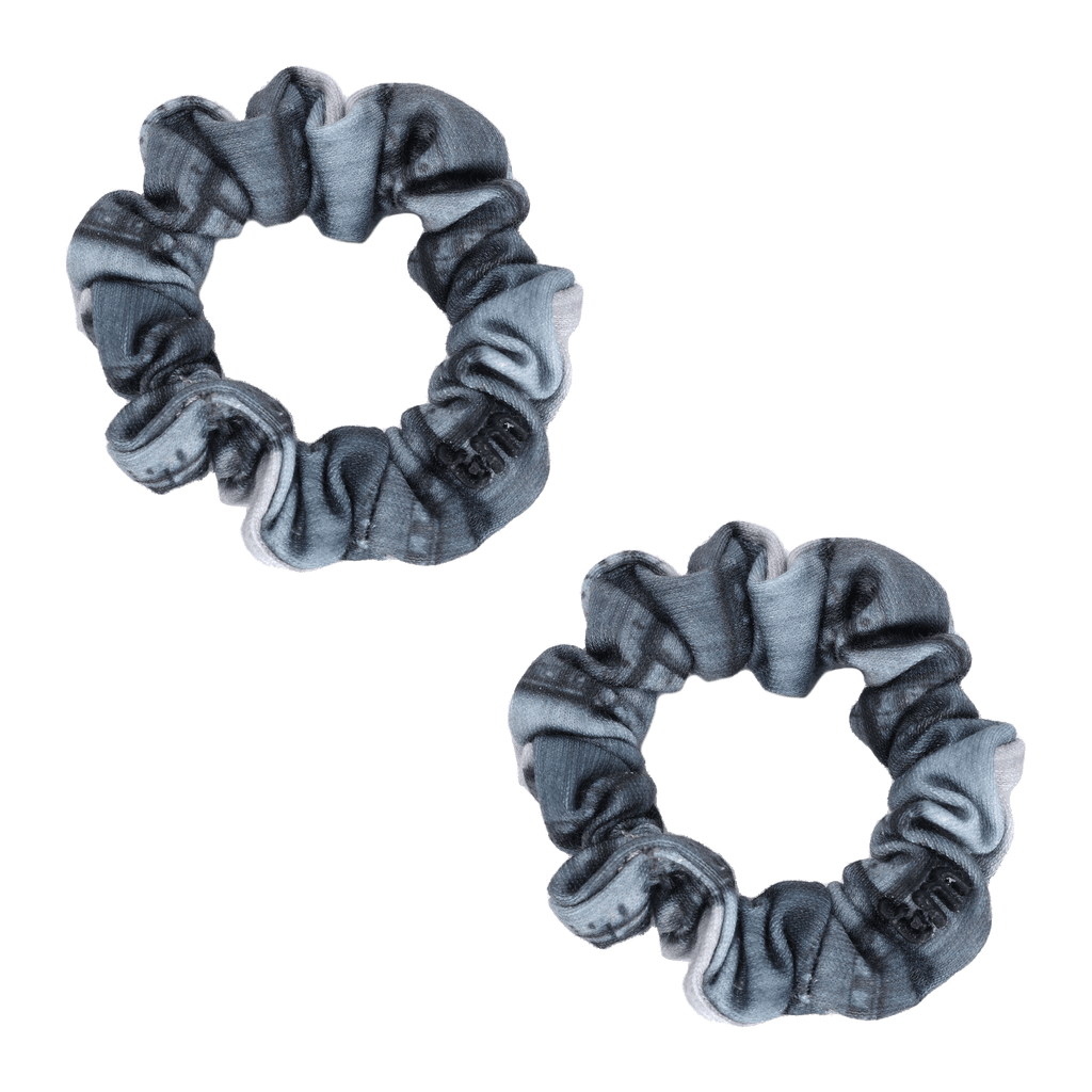 Tis Me Accessories Jellybeanzkids Tis Me Denim Patchwork Mini Scrunchie Set- Black One Size